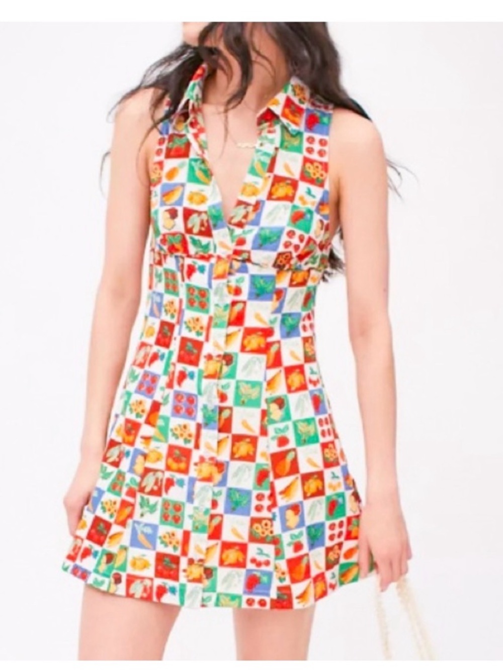 Urban Outfitters Tia multi-fruit print mini tennis dress MEDIUM